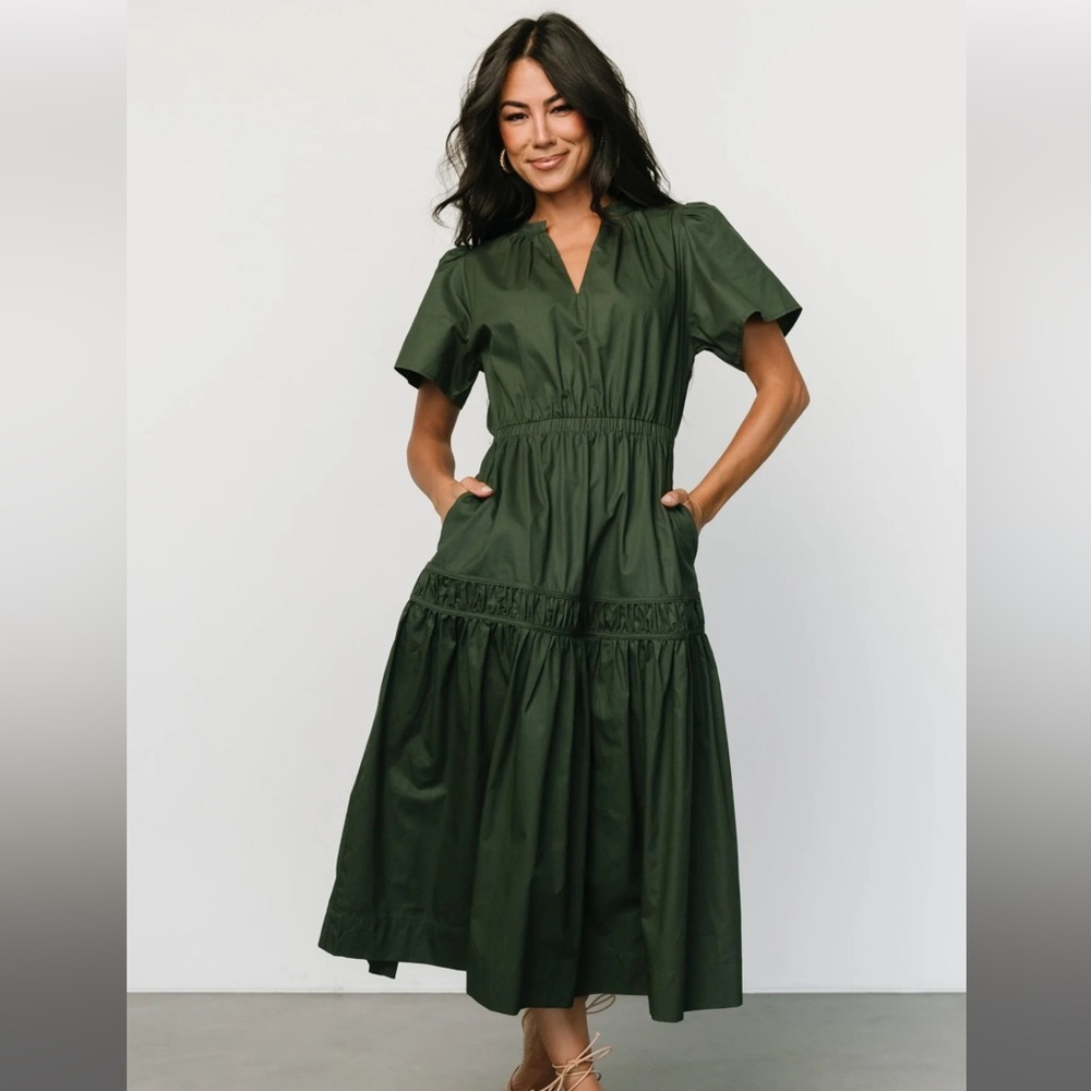 Baltic Born Jerrah midi dress in deep green size XL.